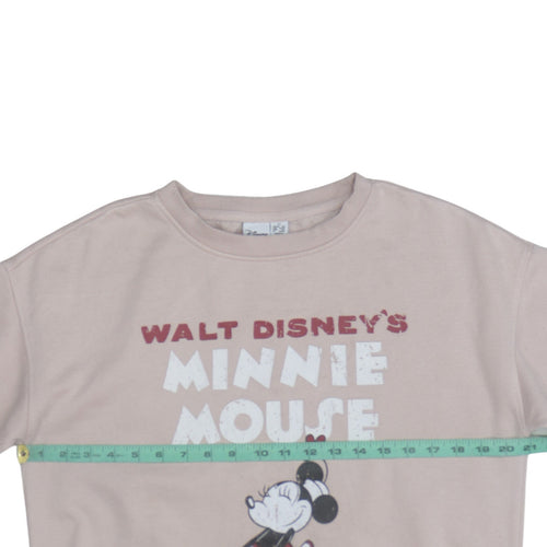Primark Women Beige Minnie Mouse Pullover Sweatshirt XS Disney Graphic