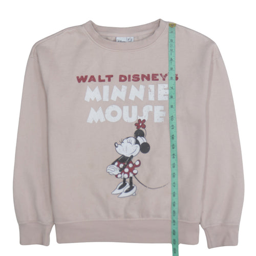 Primark Women Beige Minnie Mouse Pullover Sweatshirt XS Disney Graphic