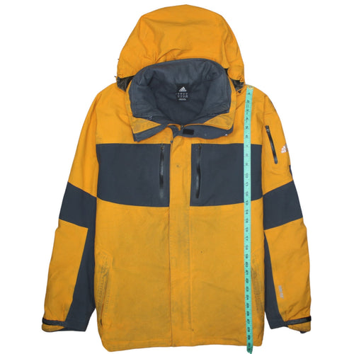 adidas Mens Yellow XL Waterproof Hooded Winter Parka Jacket