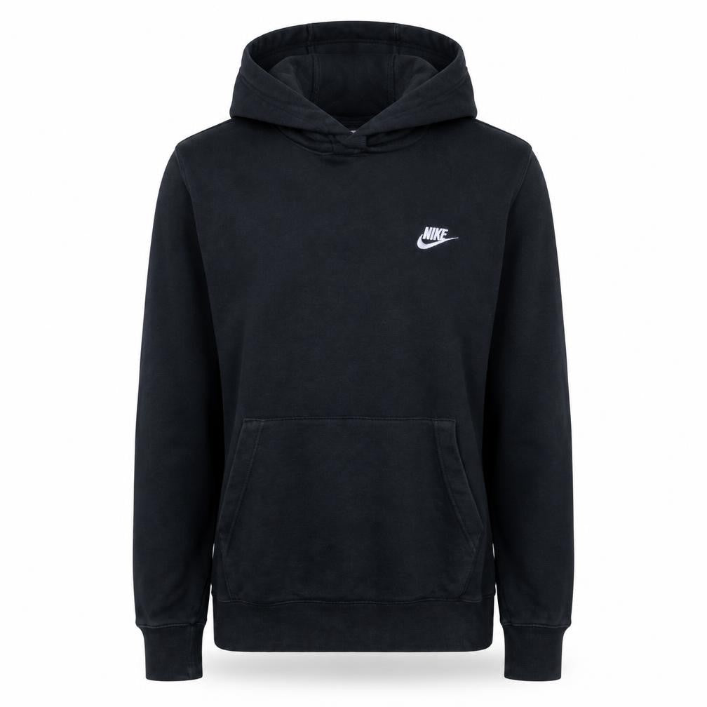 Front view of Nike Men's Black Small Pullover Hoodie with Logo