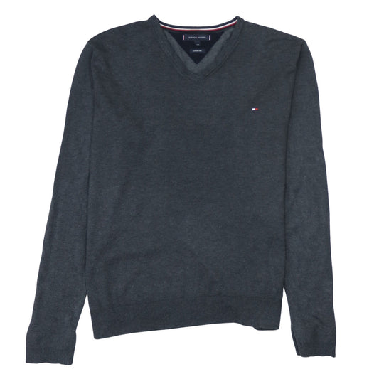 Tommy Hilfiger Men’s Grey 2XL V-Neck Cotton Silk Jumper