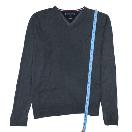 Tommy Hilfiger Men’s Grey 2XL V-Neck Cotton Silk Jumper