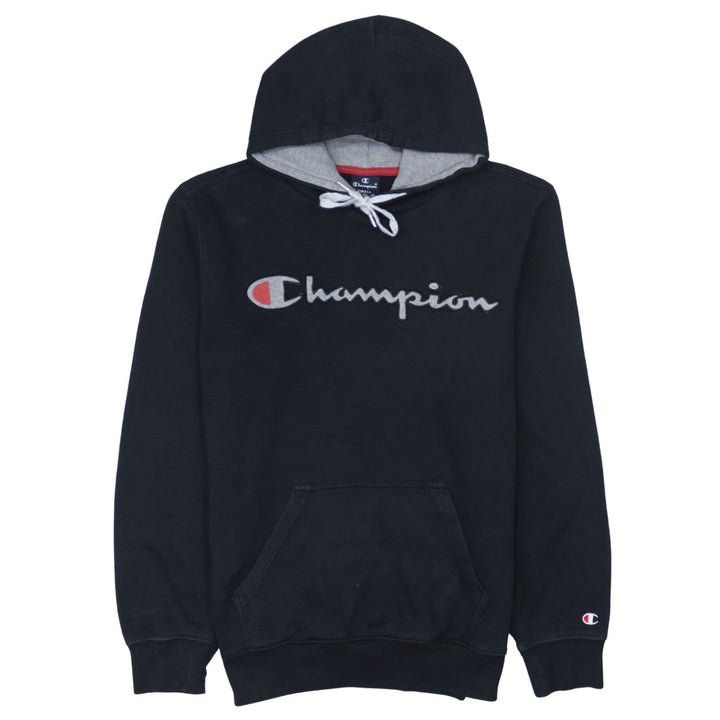 Champion Men’s Black Pullover Hoodie Small Embroidered Logo Fleece