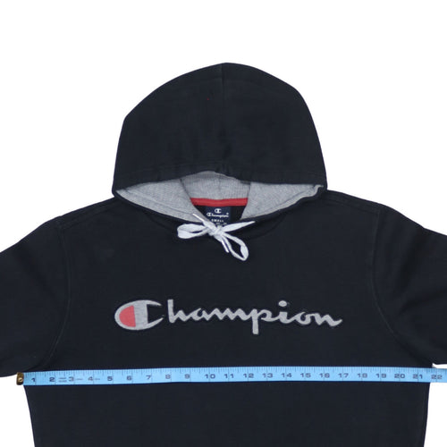 Champion Men’s Black Pullover Hoodie Small Embroidered Logo Fleece