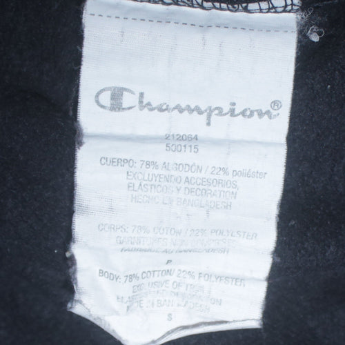 Champion Men’s Black Pullover Hoodie Small Embroidered Logo Fleece