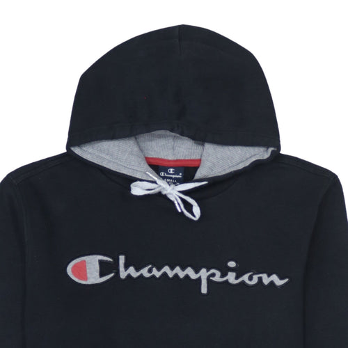 Champion Men’s Black Pullover Hoodie Small Embroidered Logo Fleece