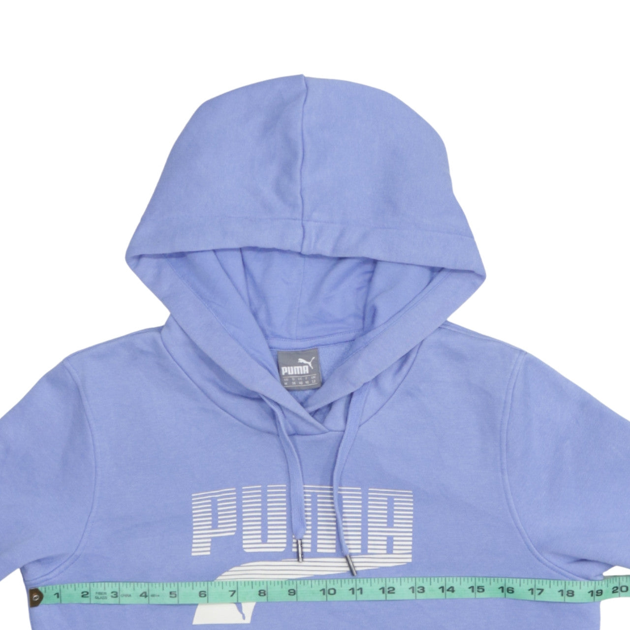 Puma Womens Blue Pullover Hoodie Size 12 Cotton Blend Logo Sweatshirt