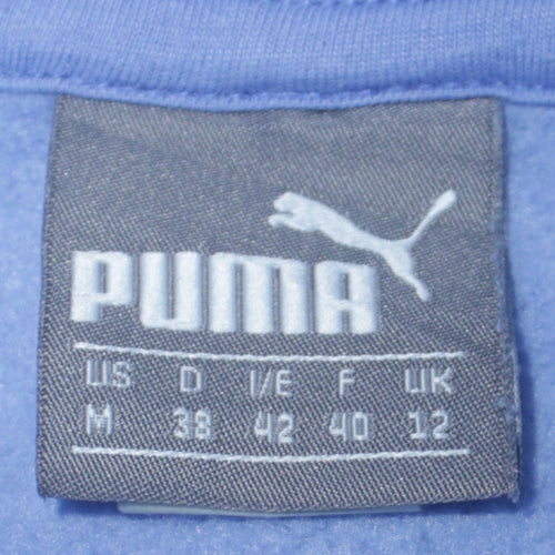 Puma Womens Blue Pullover Hoodie Size 12 Cotton Blend Logo Sweatshirt