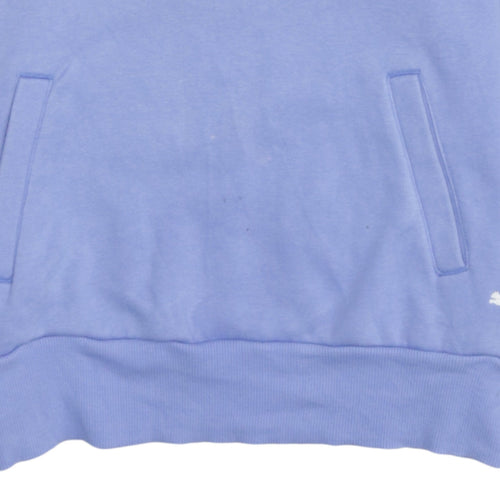 Puma Womens Blue Pullover Hoodie Size 12 Cotton Blend Logo Sweatshirt