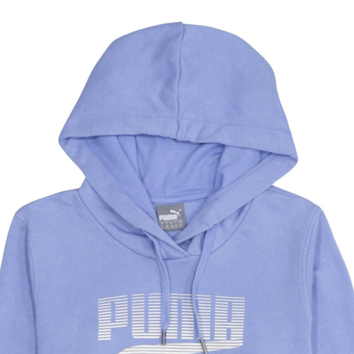 Puma Womens Blue Pullover Hoodie Size 12 Cotton Blend Logo Sweatshirt