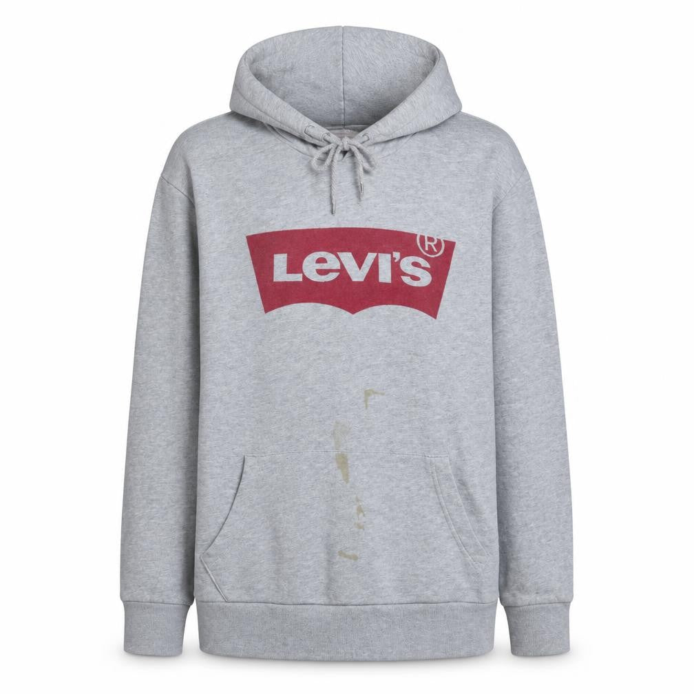 Front view of Levi's Men's Grey Logo Pullover Hoodie M Regular Fit