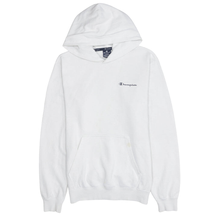 Champion Men's White Pullover Hoodie Size L Logo Fleece Sweatshirt