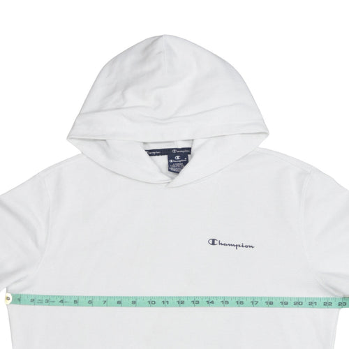 Champion Men's White Pullover Hoodie Size L Logo Fleece Sweatshirt