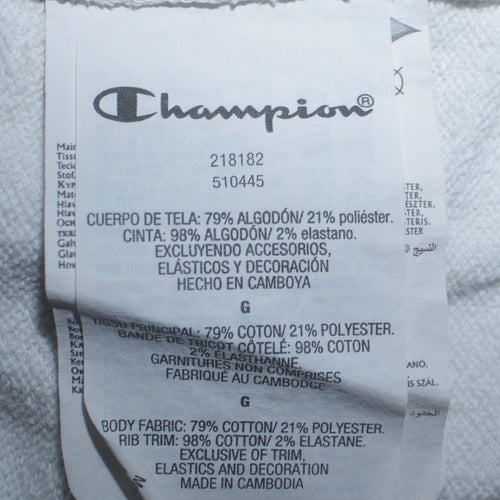 Champion Men's White Pullover Hoodie Size L Logo Fleece Sweatshirt
