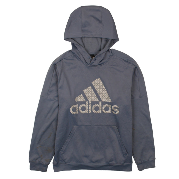 Adidas Men Blue Pullover Hoodie L Sports Logo Graphic