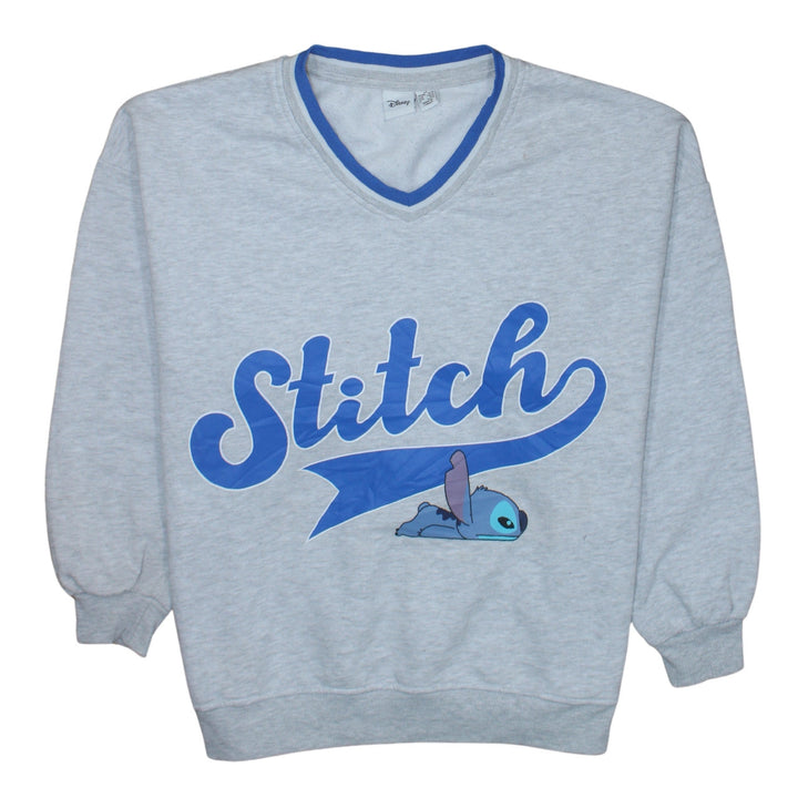 Disney Primark Womens Grey Stitch Sweatshirt Medium Pullover V-Neck