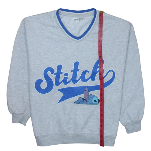 Disney Primark Womens Grey Stitch Sweatshirt Medium Pullover V-Neck