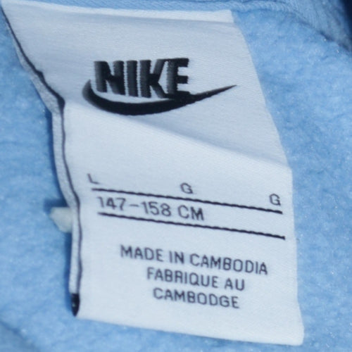 Nike Boys Blue Pullover Hoodie L 147-158cm Logo Fleece Long Sleeve Sweatshirt