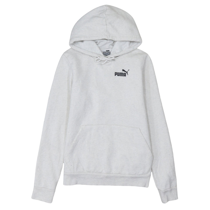 Puma Womens Light Grey XS Pullover Hoodie Drawstring Logo Sweatshirt