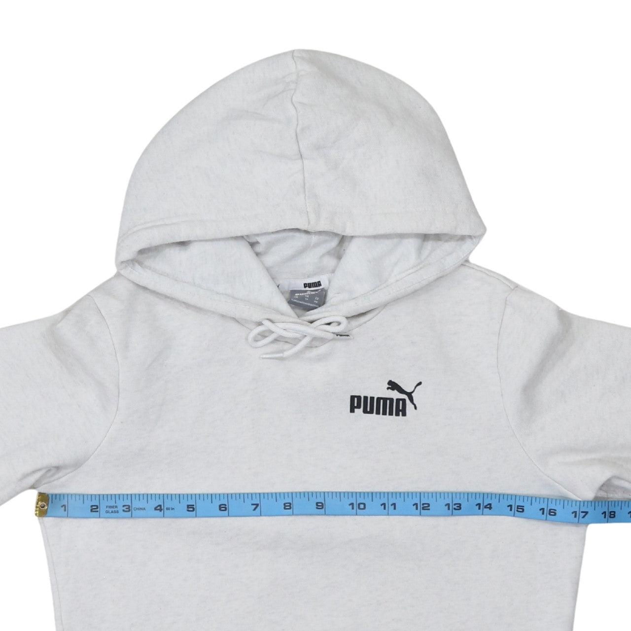 Puma Womens Light Grey XS Pullover Hoodie Drawstring Logo Sweatshirt
