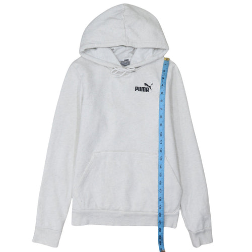 Puma Womens Light Grey XS Pullover Hoodie Drawstring Logo Sweatshirt