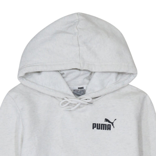 Puma Womens Light Grey XS Pullover Hoodie Drawstring Logo Sweatshirt