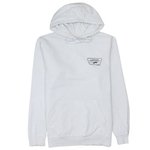 Vans Men’s White Pullover Hoodie Medium Logo Graphic Skate Sweatshirt
