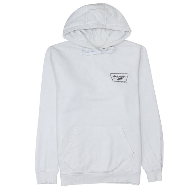 Vans Men’s White Pullover Hoodie Medium Logo Graphic Skate Sweatshirt