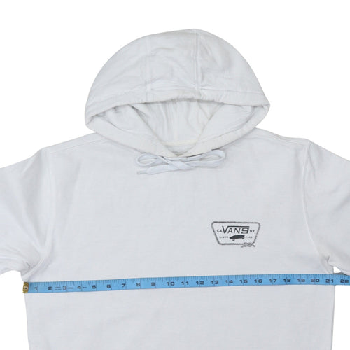 Vans Men’s White Pullover Hoodie Medium Logo Graphic Skate Sweatshirt