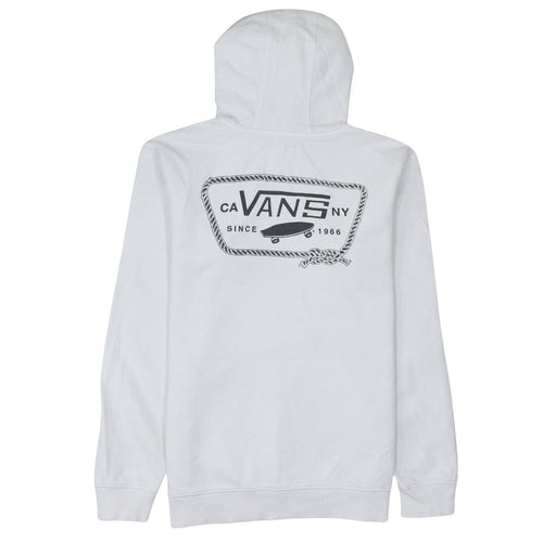 Vans Men’s White Pullover Hoodie Medium Logo Graphic Skate Sweatshirt