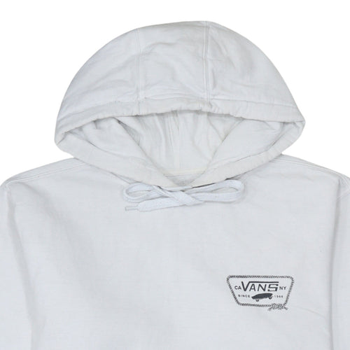 Vans Men’s White Pullover Hoodie Medium Logo Graphic Skate Sweatshirt