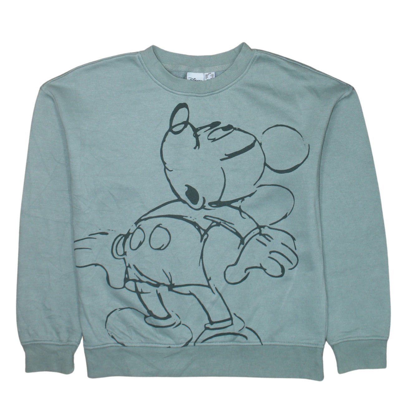 Disney Women’s Green Mickey Mouse Sweatshirt 2XS Pullover Cotton Blend