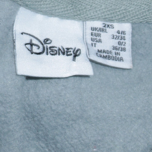 Disney Women’s Green Mickey Mouse Sweatshirt 2XS Pullover Cotton Blend
