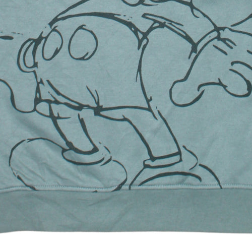 Disney Women’s Green Mickey Mouse Sweatshirt 2XS Pullover Cotton Blend
