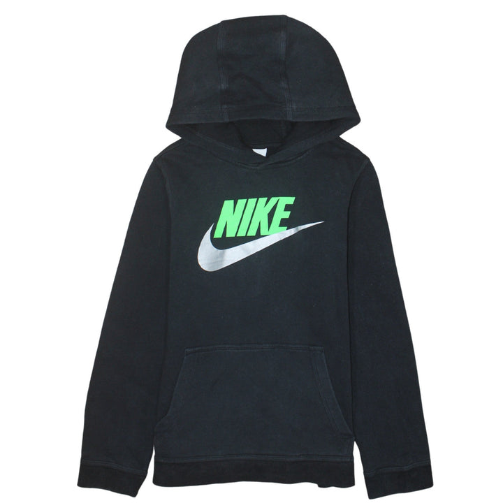 Nike Boys Black Pullover Hoodie L 147-158cm Graphic Fleece Sweatshirt