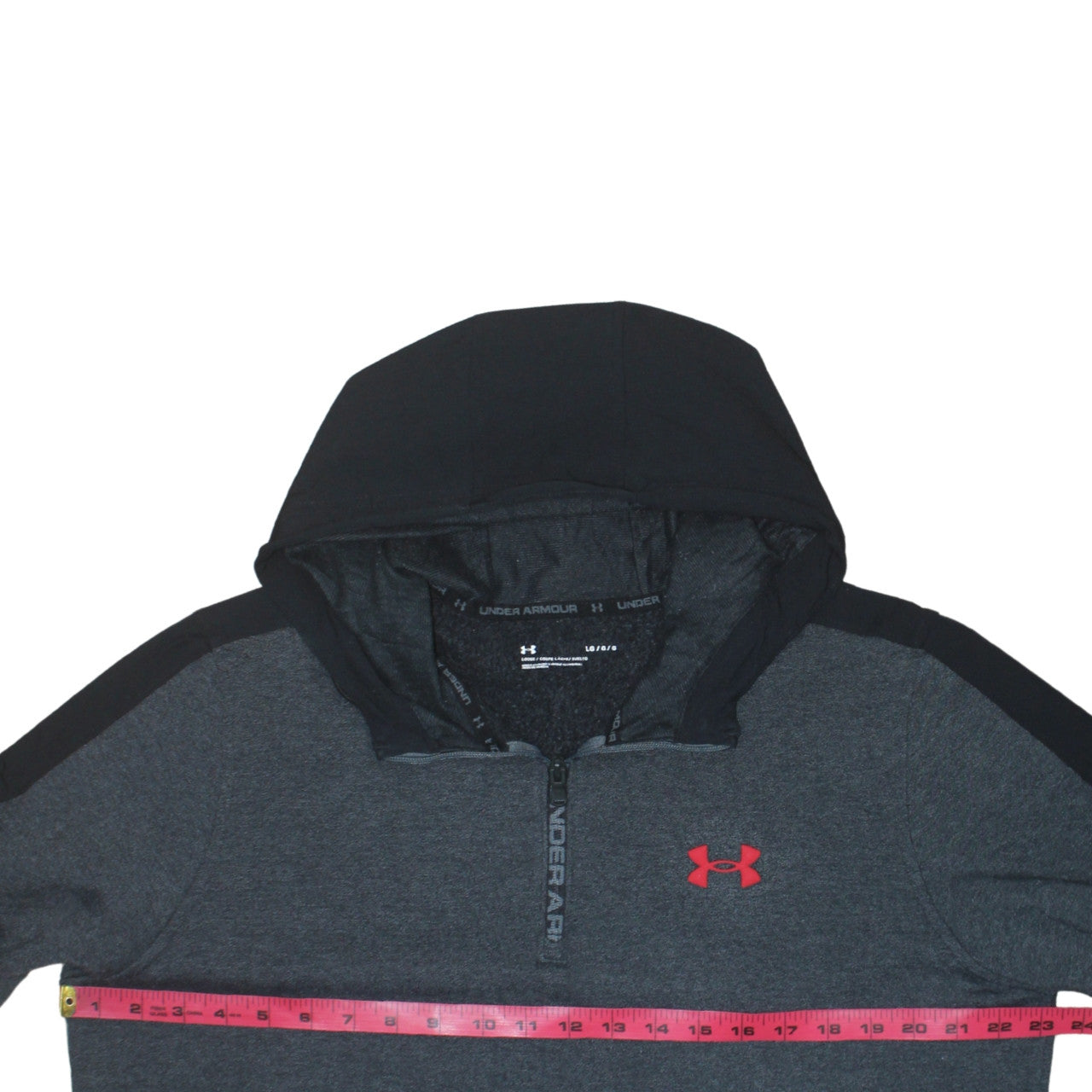 Under Armour Men Grey 1/2 Zip Hoodie L Loose Fit Sportswear