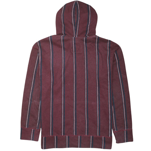 Hollister Men Burgundy Striped Pullover Hoodie Small Cotton Blend