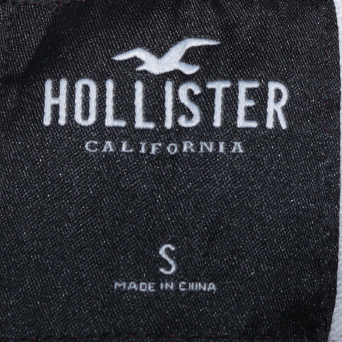 Hollister Men Burgundy Striped Pullover Hoodie Small Cotton Blend