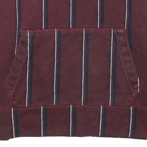 Hollister Men Burgundy Striped Pullover Hoodie Small Cotton Blend