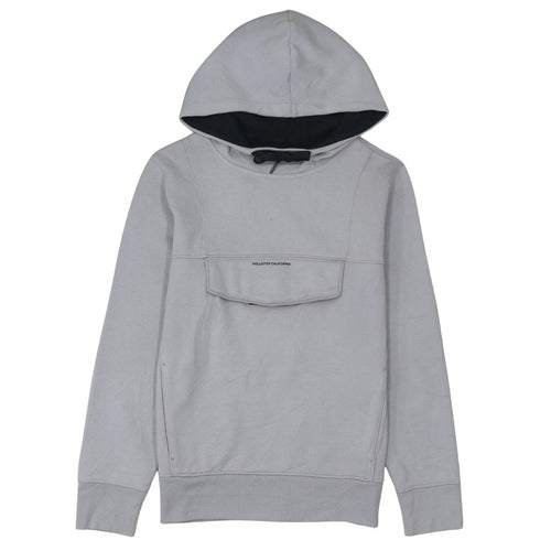 Hollister Men’s Grey Pullover Hoodie XS Lightweight Logo Sweatshirt