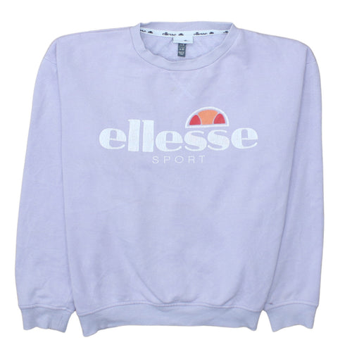Ellesse Women Lilac Logo Sweatshirt UK 12 Cotton Blend Pullover