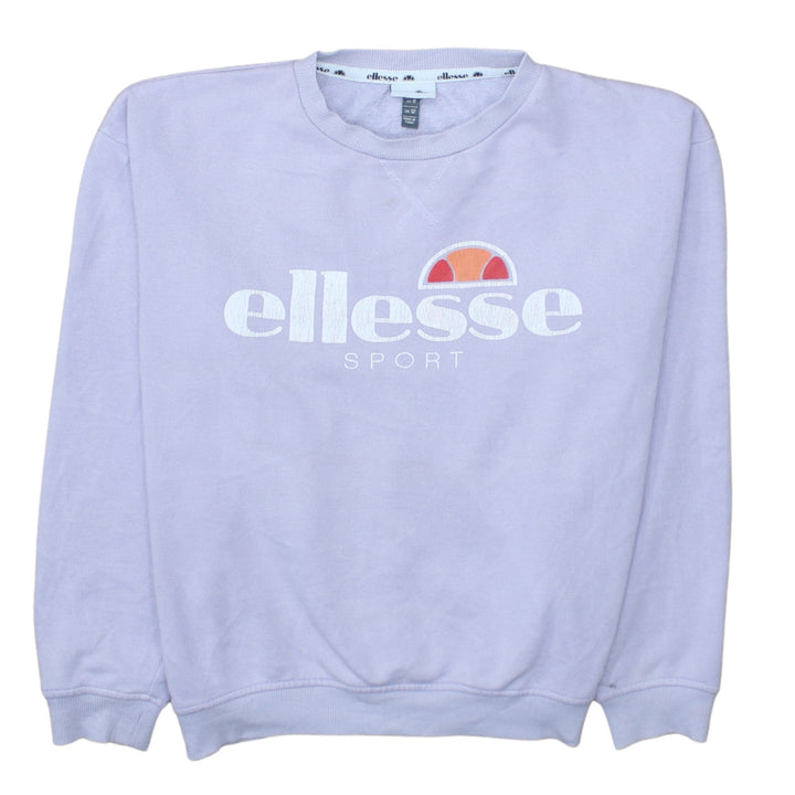 Ellesse Women Lilac Logo Sweatshirt UK 12 Cotton Blend Pullover