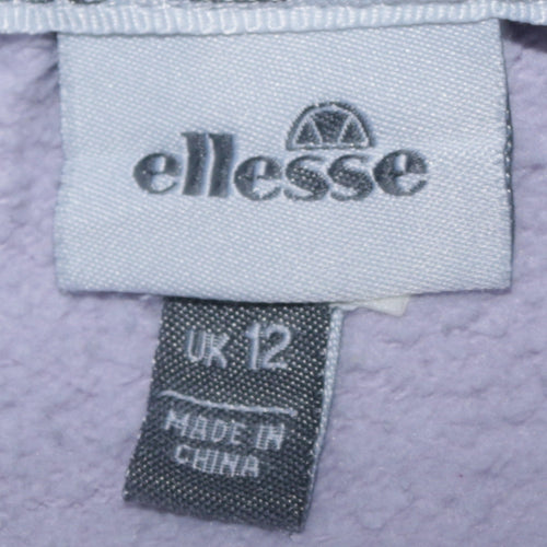 Ellesse Women Lilac Logo Sweatshirt UK 12 Cotton Blend Pullover