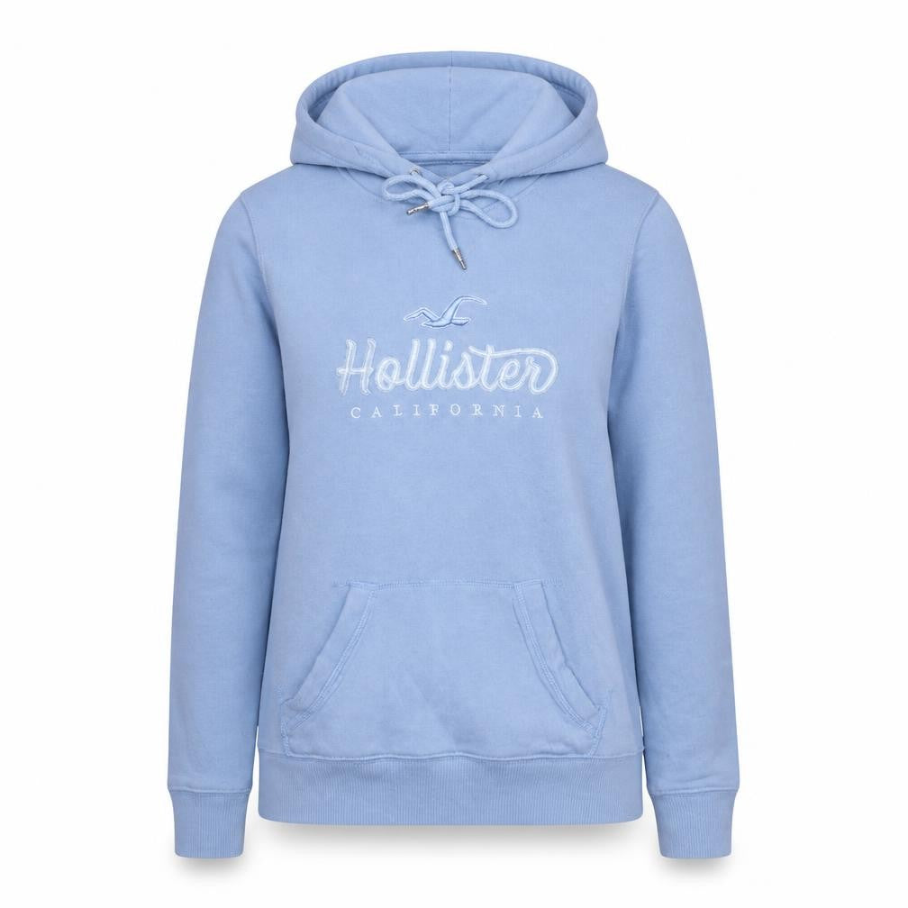 Hollister Women's Blue XS Pullover Hoodie with Embroidered Logo