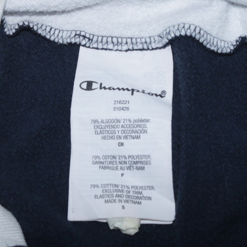 Champion Men's Blue Grey 1/4 Zip Hoodie Size S Colour Block Fleece