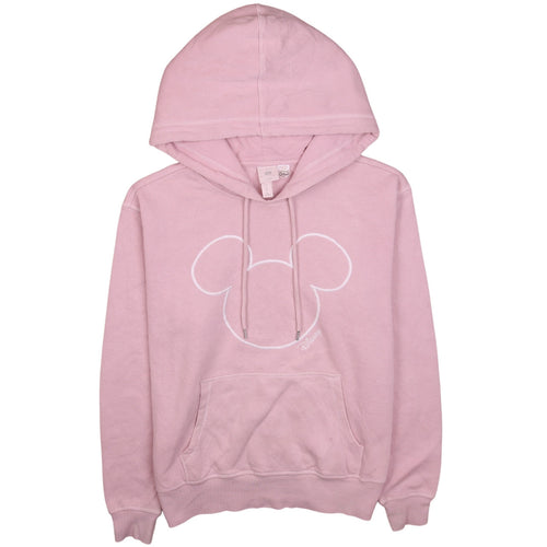 H&M Disney Women's Pink Pullover Hoodie Small Mickey Logo Lined