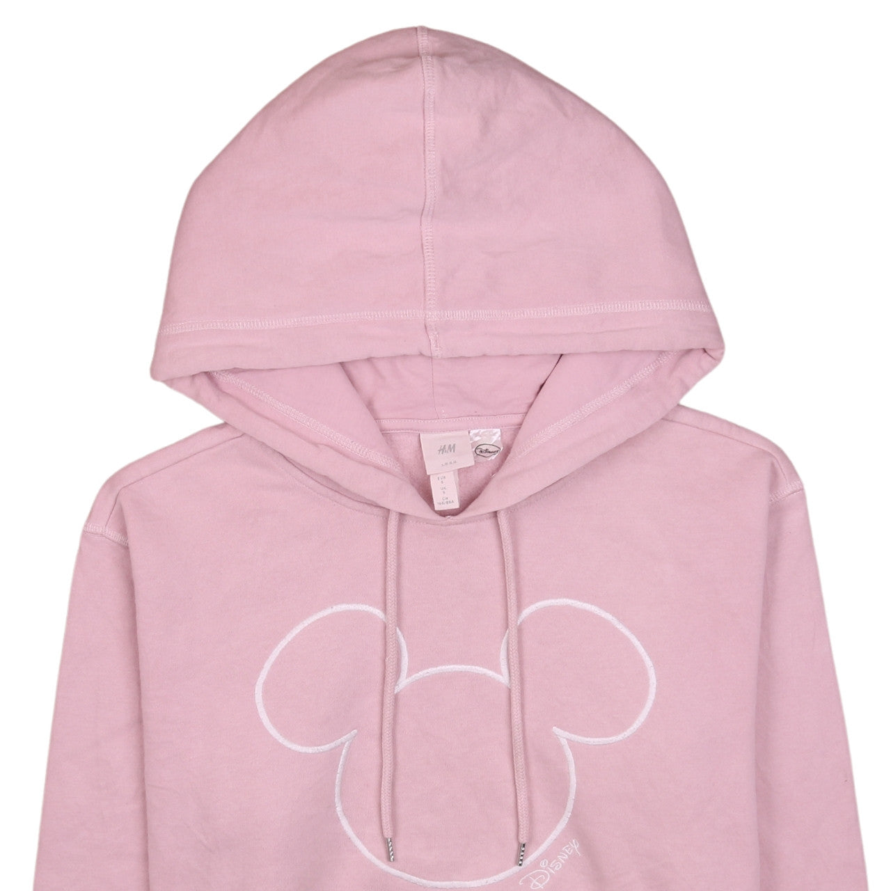 H&M Disney Women's Pink Pullover Hoodie Small Mickey Logo Lined