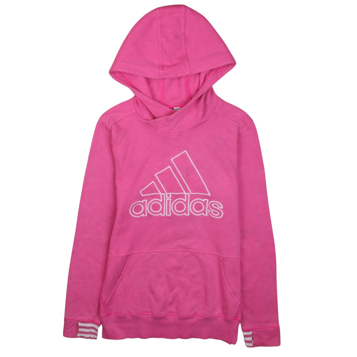 Adidas Womens Pink Pullover Hoodie Size S 8-10 Logo Fleece Sweatshirt