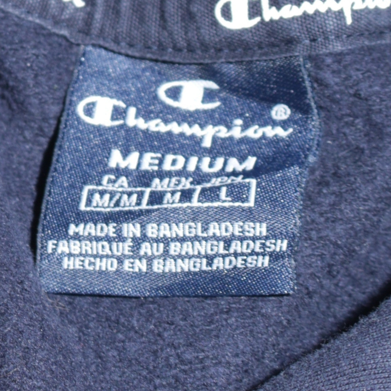 Champion Men's Blue Pullover Hoodie Medium Logo Print Fleece