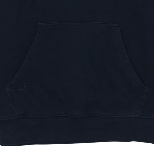 Champion Men's Blue Pullover Hoodie Medium Logo Print Fleece